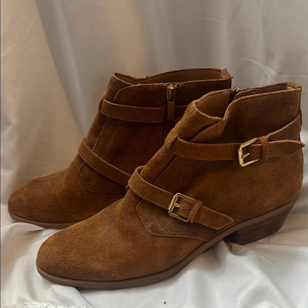 Franco Sarto Brown Ankle Boots with Buckle Straps